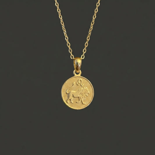 Ancient Zodiac Leo Necklace - Solid Gold Zodiac Charm