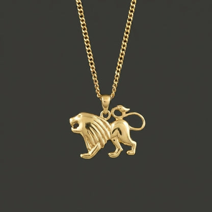 Zodiac Silhouette Leo Necklace - Solid Gold Zodiac Pendant