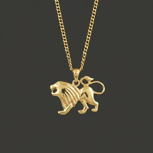 Zodiac Silhouette Leo Necklace - Solid Gold Zodiac Pendant