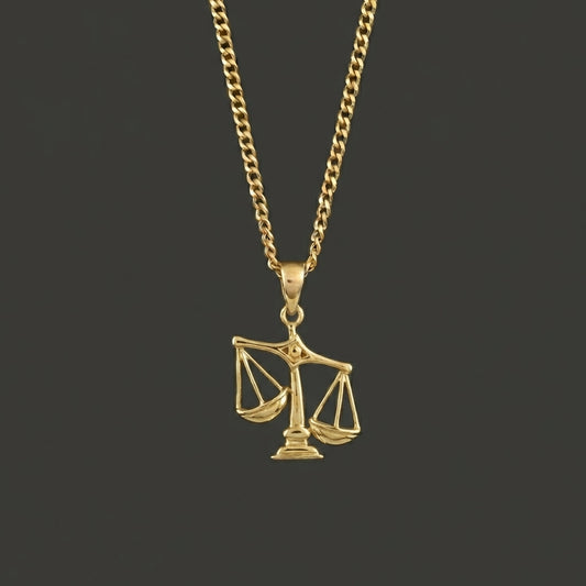 Zodiac Silhouette Libra Necklace - Solid Gold Zodiac Pendant