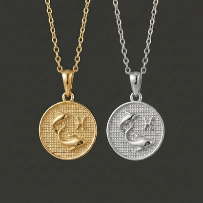 Zodiac Cosmos Pisces Necklace - Silver Zodiac Pendant