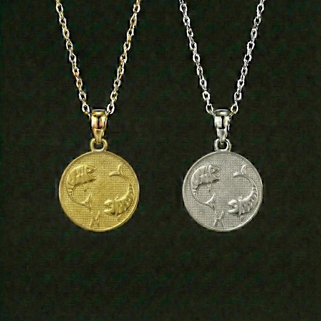 Ancient Zodiac Pisces Necklace - Silver Zodiac Charm
