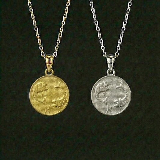 Ancient Zodiac Pisces Necklace - Silver Zodiac Charm