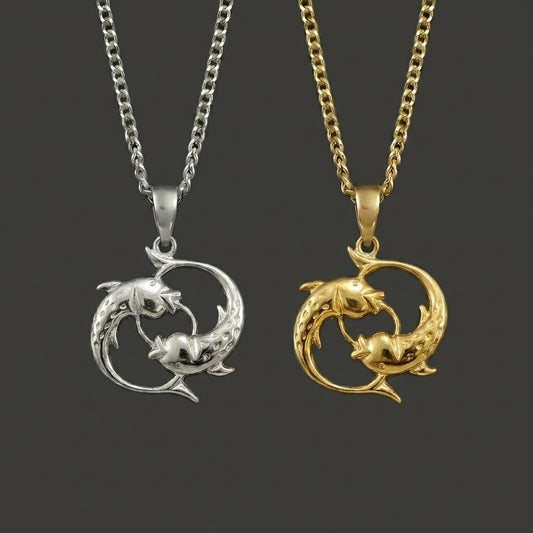 Zodiac Silhouette Pisces Necklace - Silver Zodiac Pendant