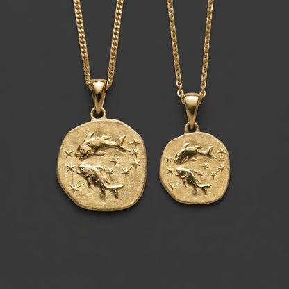 Stellar Signs Pisces Necklace - Solid Gold Zodiac Pendant
