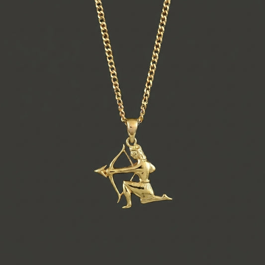 Zodiac Silhouette Sagittarius Necklace - Solid Gold Zodiac Pendant