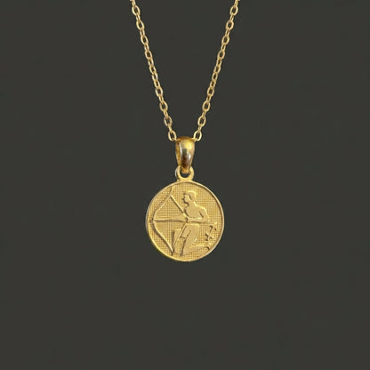 Ancient Zodiac Sagittarius Necklace - Solid Gold Zodiac Charm