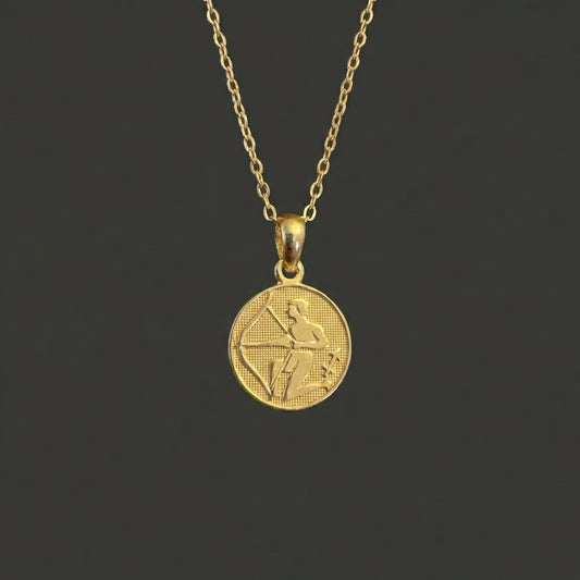 Ancient Zodiac Sagittarius Necklace - Solid Gold Zodiac Charm