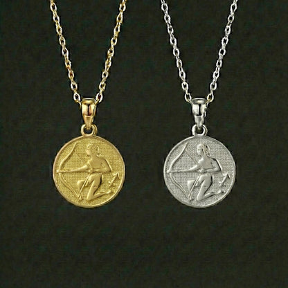 Ancient Zodiac Sagittarius Necklace - Silver Zodiac Charm