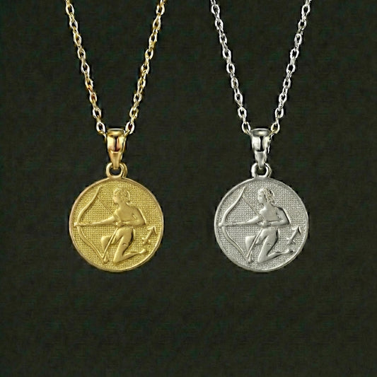 Ancient Zodiac Sagittarius Necklace - Silver Zodiac Charm