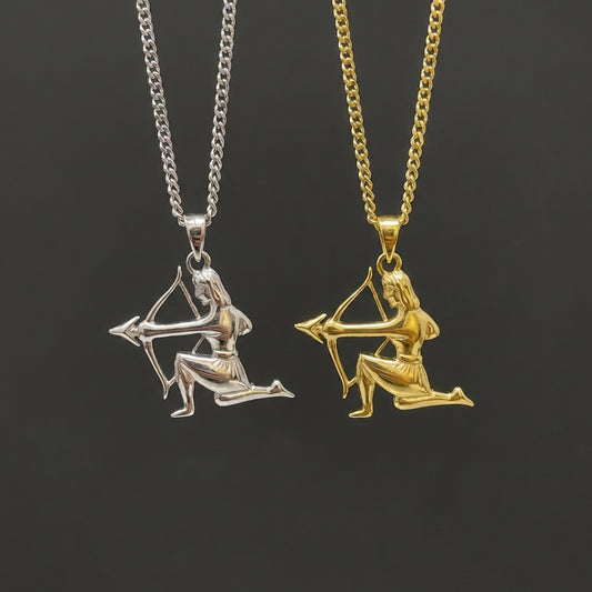 Zodiac Silhouette Sagittarius Necklace - Silver Zodiac Pendant