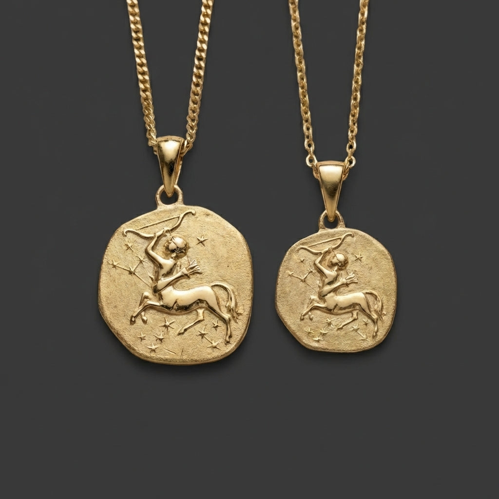 Stellar Signs Sagittarius Necklace - Solid Gold Zodiac Pendant