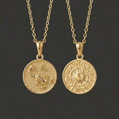 Zodiac Cosmos Scorpio Necklace - Solid Gold Zodiac Pendant