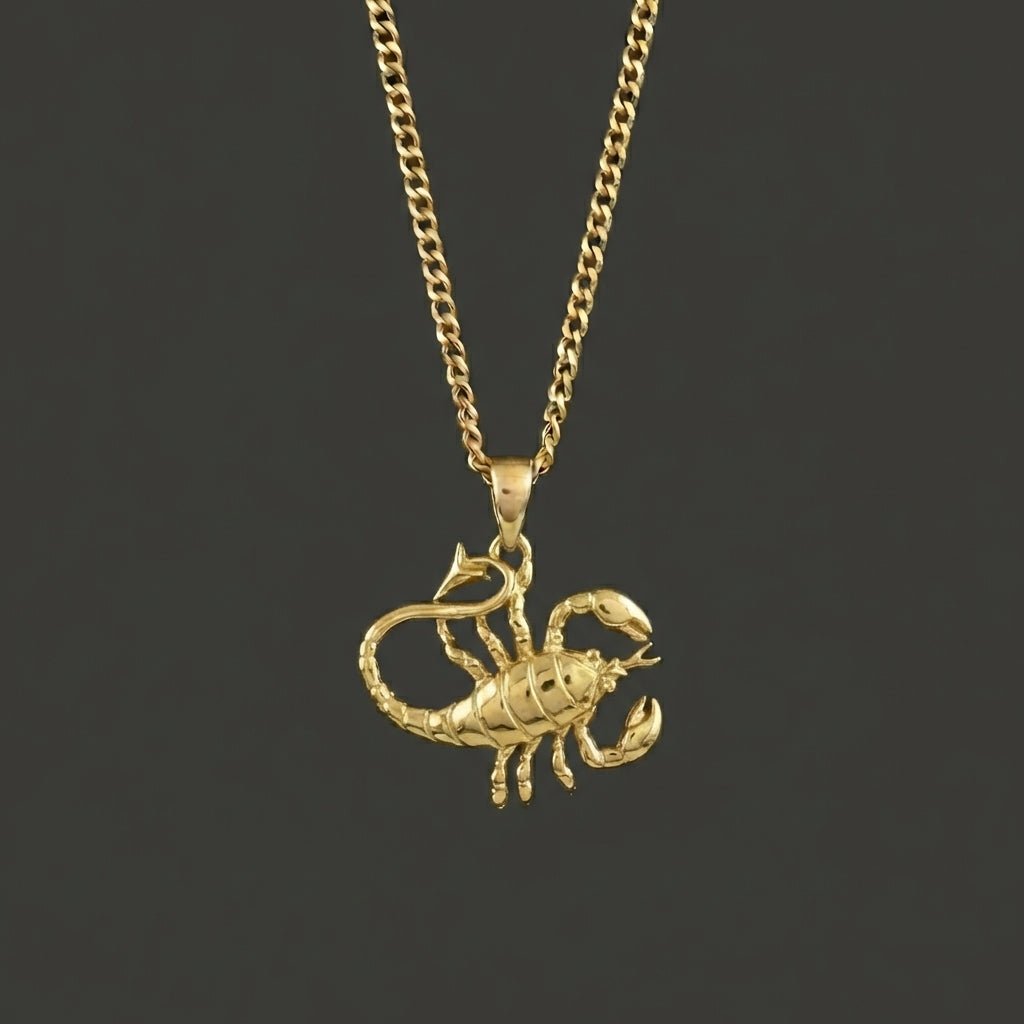 Zodiac Silhouette Scorpio Necklace - Solid Gold Zodiac Pendant