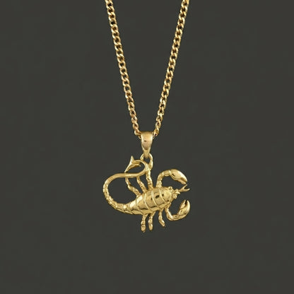 Zodiac Silhouette Scorpio Necklace - Solid Gold Zodiac Pendant