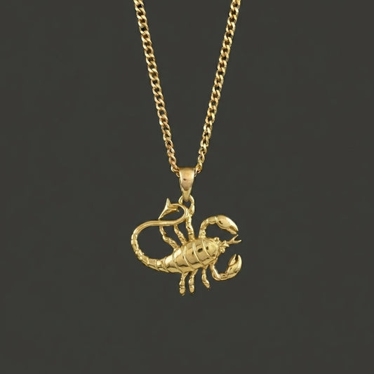 Zodiac Silhouette Scorpio Necklace - Solid Gold Zodiac Pendant