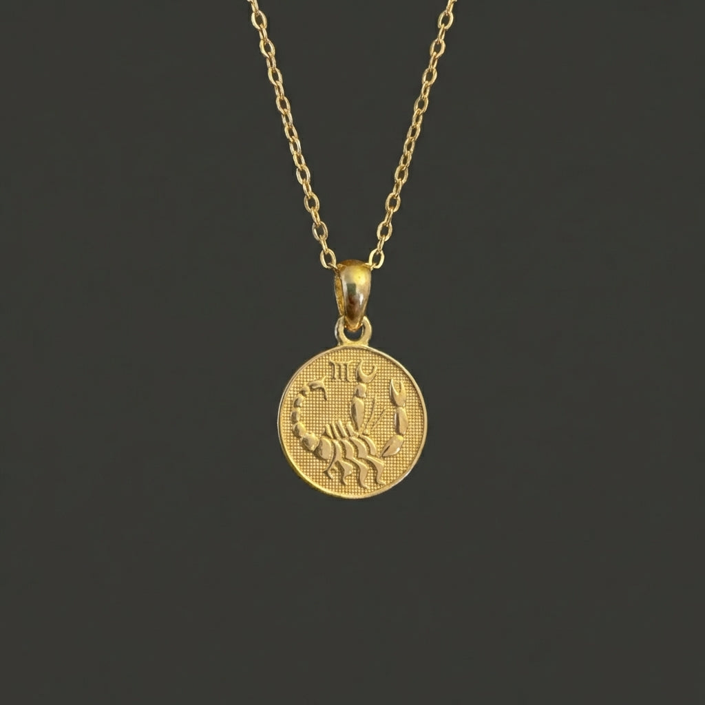 Ancient Zodiac Scorpio Necklace - Solid Gold Zodiac Charm