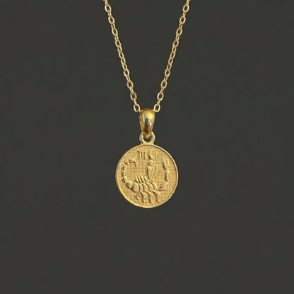 Ancient Zodiac Scorpio Necklace - Solid Gold Zodiac Charm