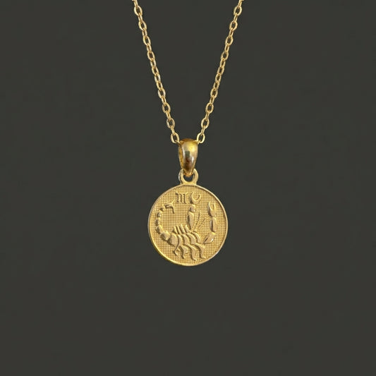 Ancient Zodiac Scorpio Necklace - Solid Gold Zodiac Charm