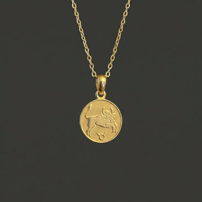 Ancient Zodiac Taurus Necklace - Solid Gold Zodiac Charm