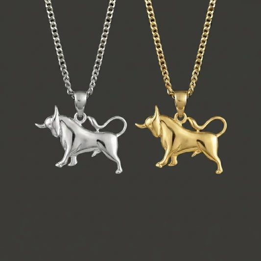 Zodiac Silhouette Taurus Necklace - Silver Zodiac Pendant