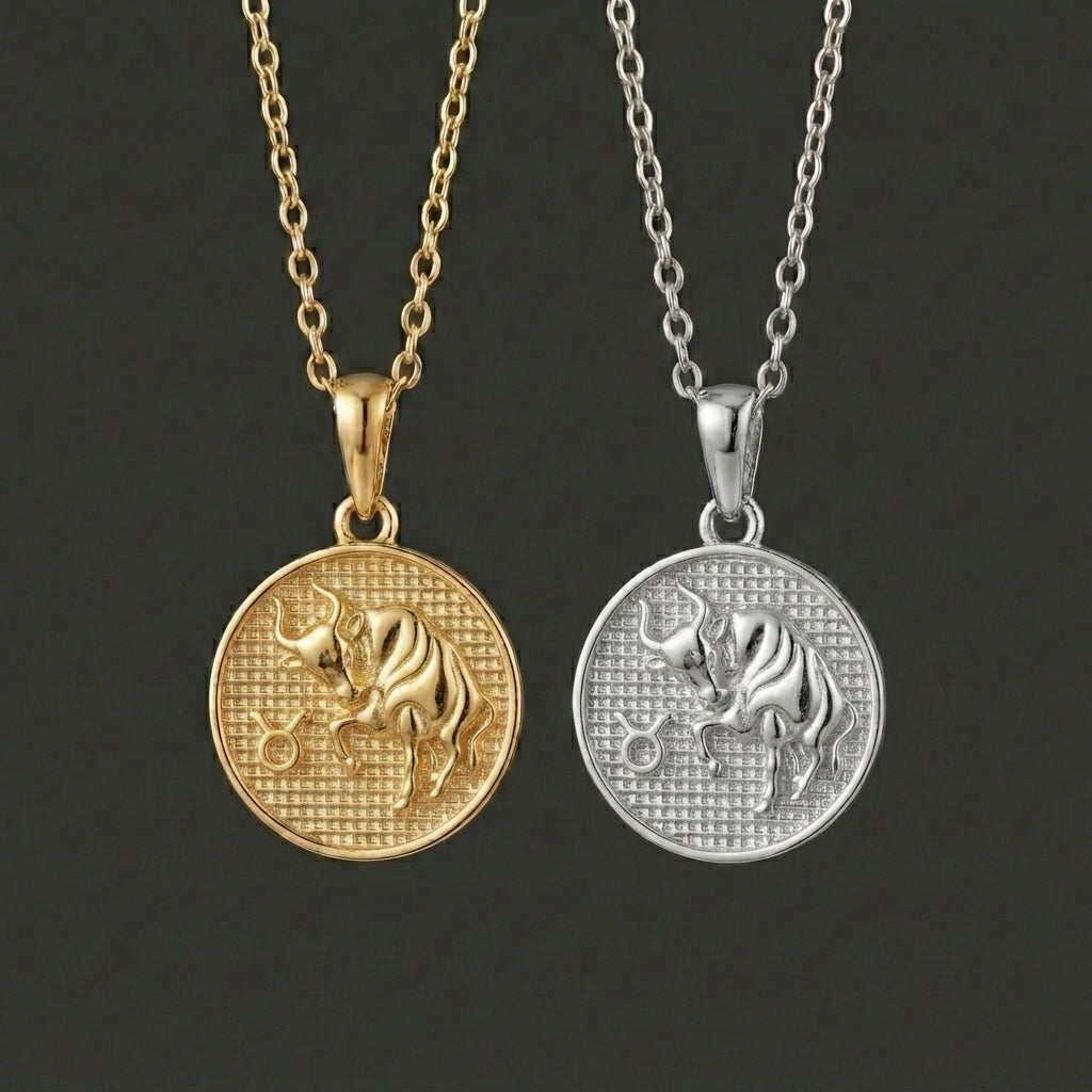 Zodiac Cosmos Taurus Necklace - Silver Zodiac Pendant