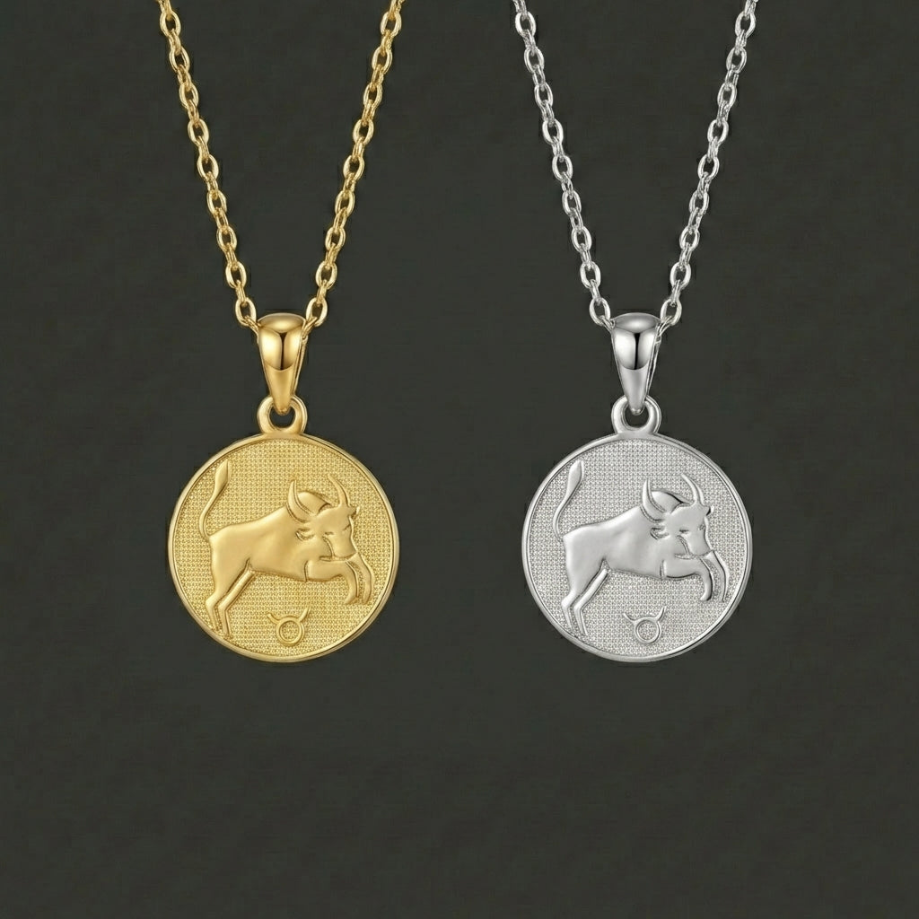 Ancient Zodiac Taurus Necklace - Silver Zodiac Charm
