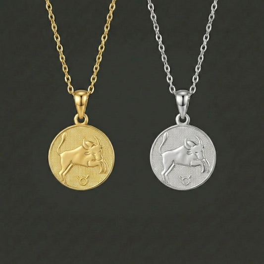Ancient Zodiac Taurus Necklace - Silver Zodiac Charm