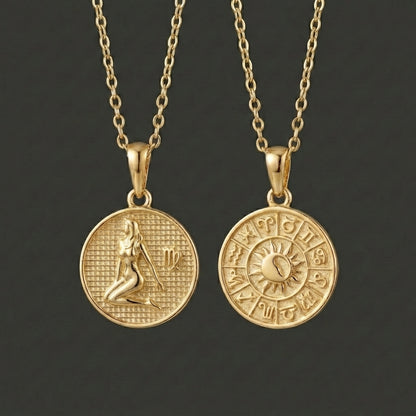 Zodiac Cosmos Virgo Necklace - Solid Gold Zodiac Pendant