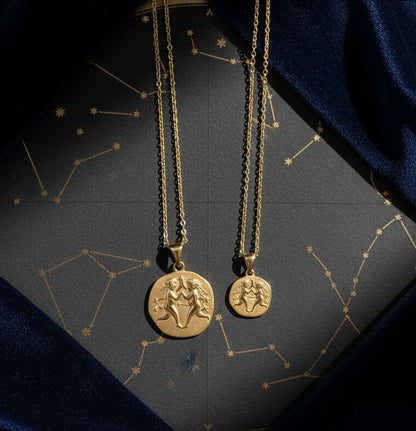 Stellar Signs Gemini Necklace - Solid Gold Zodiac Pendant