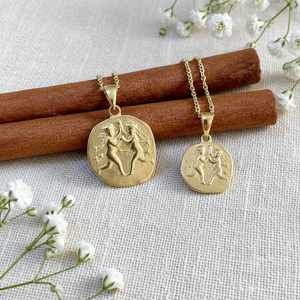 Stellar Signs Gemini Necklace - Solid Gold Zodiac Pendant