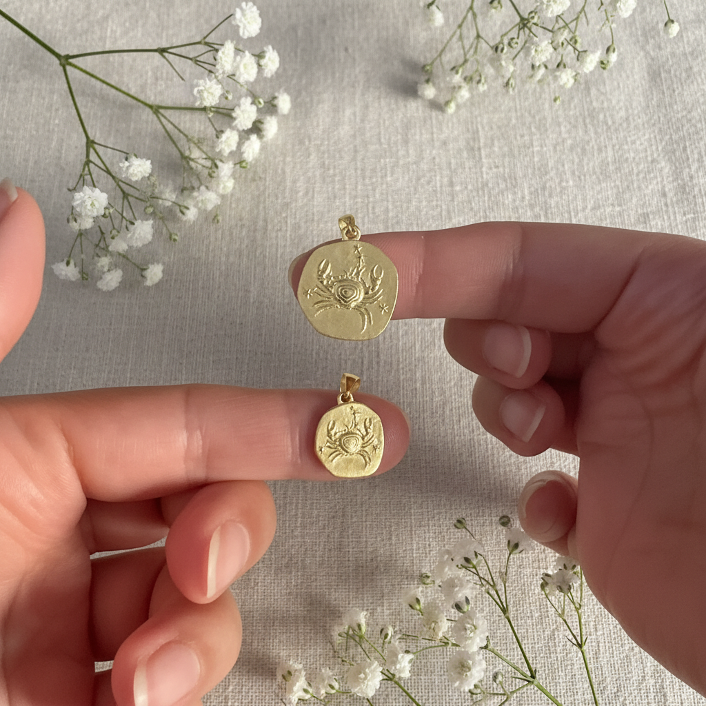 Stellar Signs Cancer Necklace - Solid Gold Zodiac Pendant
