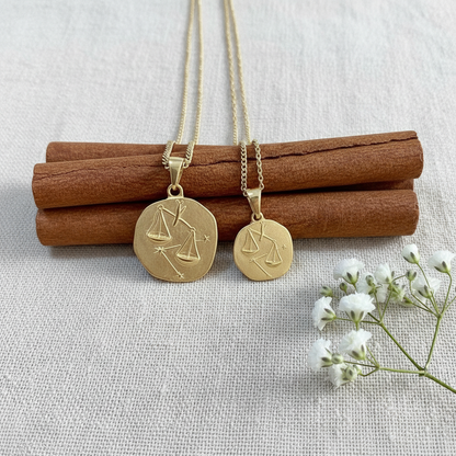 Stellar Signs Libra Necklace - Solid Gold Zodiac Pendant