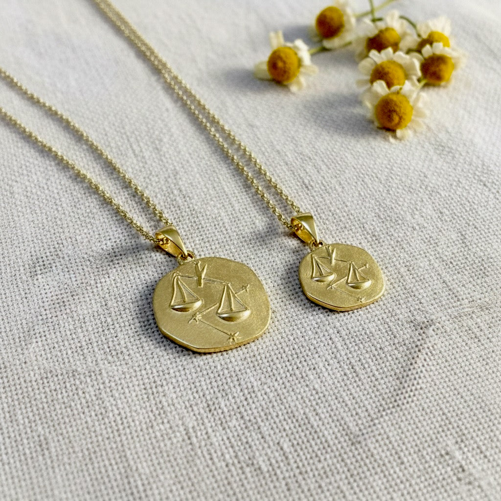 Stellar Signs Libra Necklace - Solid Gold Zodiac Pendant