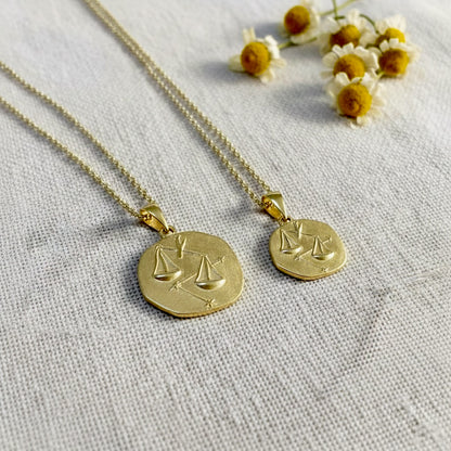 Stellar Signs Libra Necklace - Solid Gold Zodiac Pendant