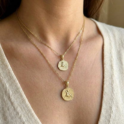 Stellar Signs Sagittarius Necklace - Solid Gold Zodiac Pendant