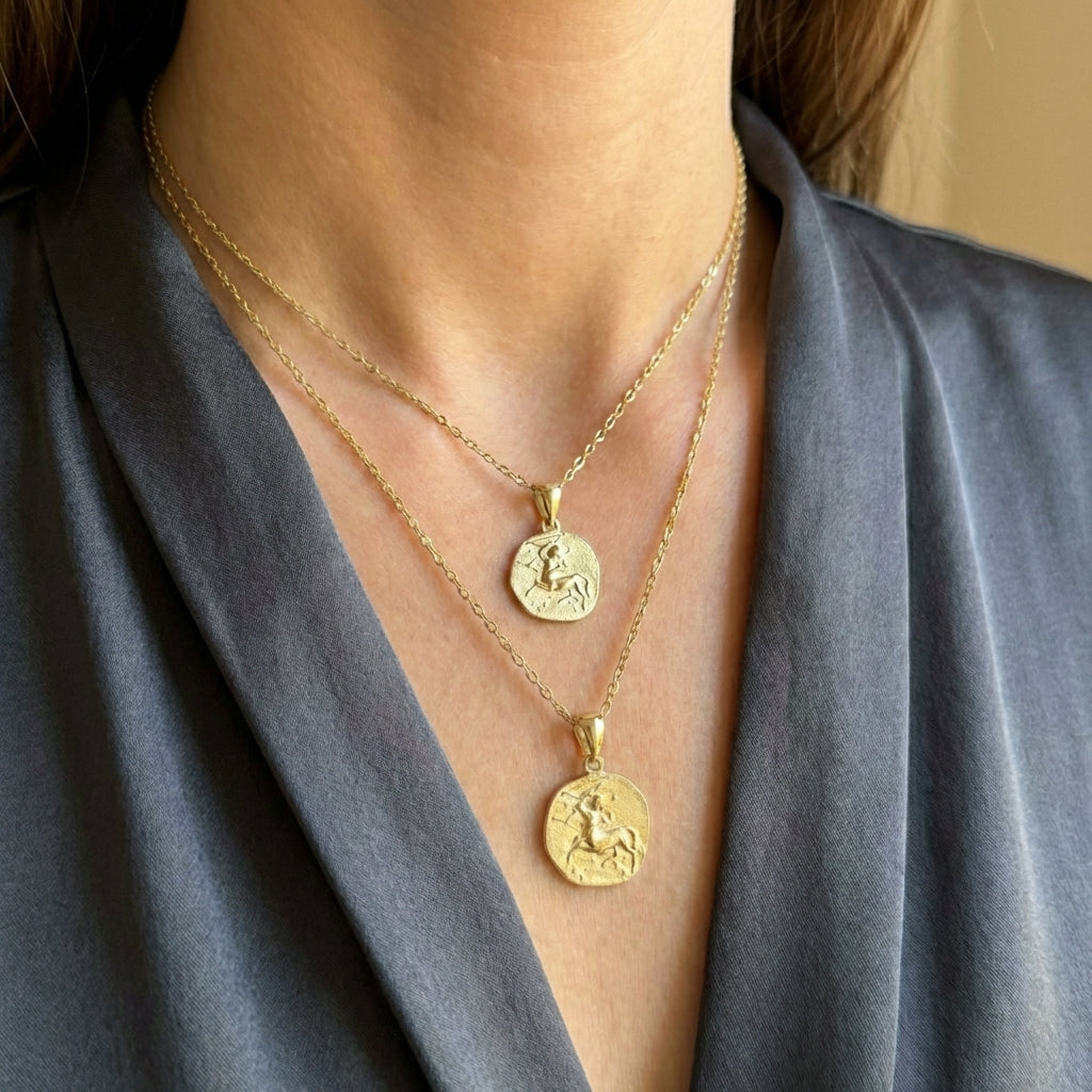 Stellar Signs Sagittarius Necklace - Solid Gold Zodiac Pendant