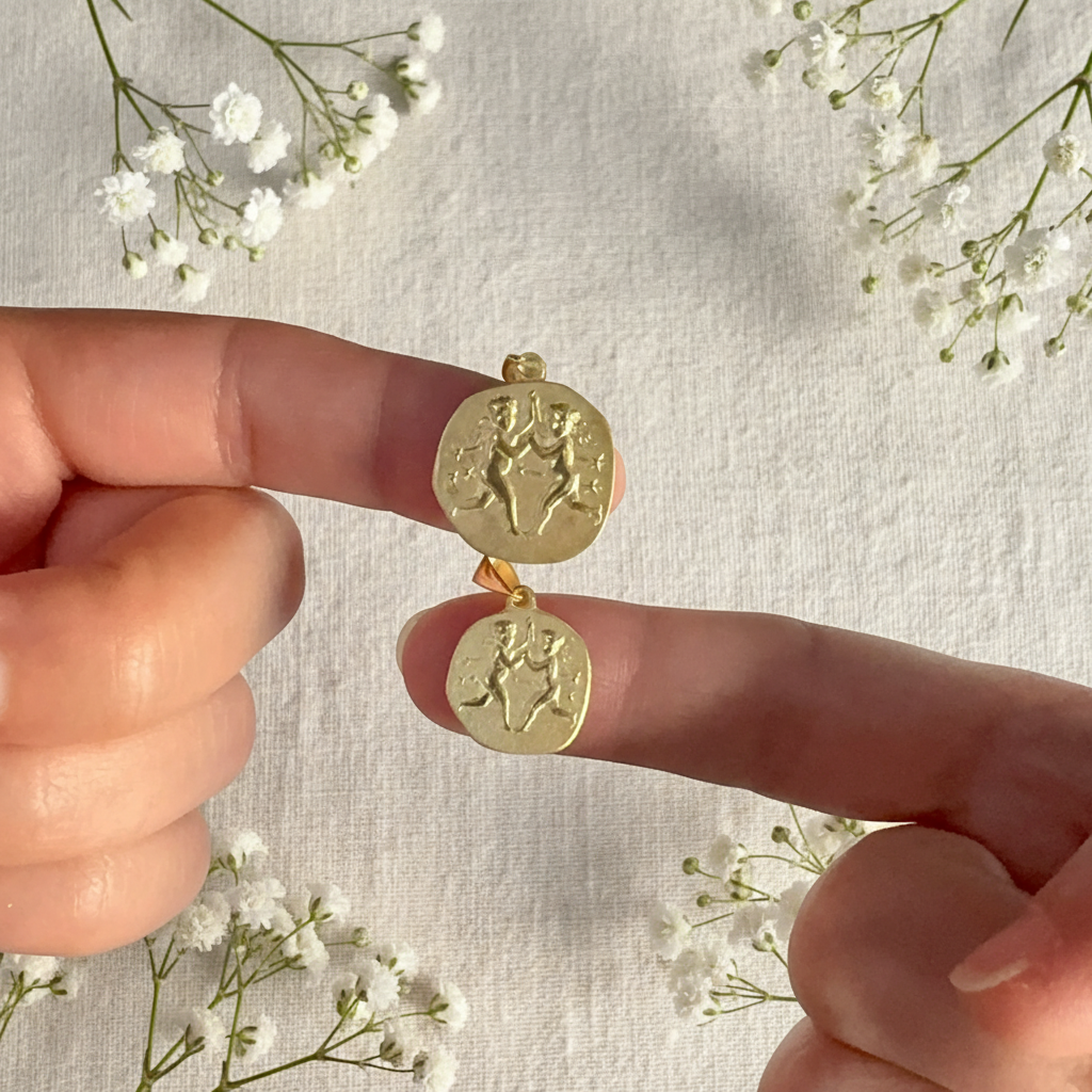 Stellar Signs Gemini Necklace - Solid Gold Zodiac Pendant