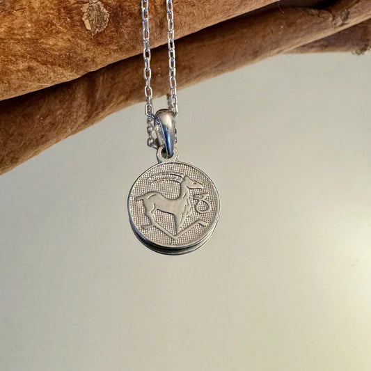 Sterling silver goat pendant necklace, perfect for minimalist style lovers; ideal gift for women and men.