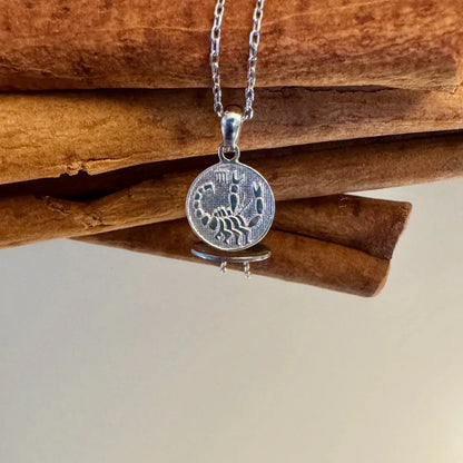 Silver scorpion pendant necklace on a chain, perfect for women seeking a unique bohemian style accessory.
