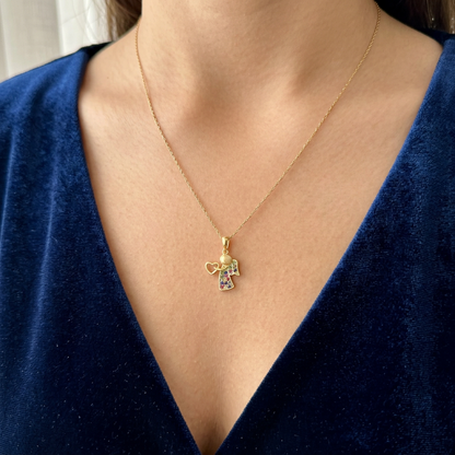 Celestial Heart Angel Pendant - Solid Gold