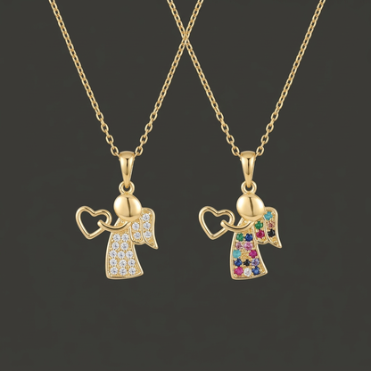 Celestial Heart Angel Pendant - Solid Gold