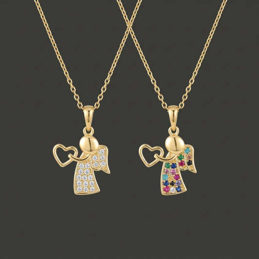 Celestial Heart Angel Pendant - Silver