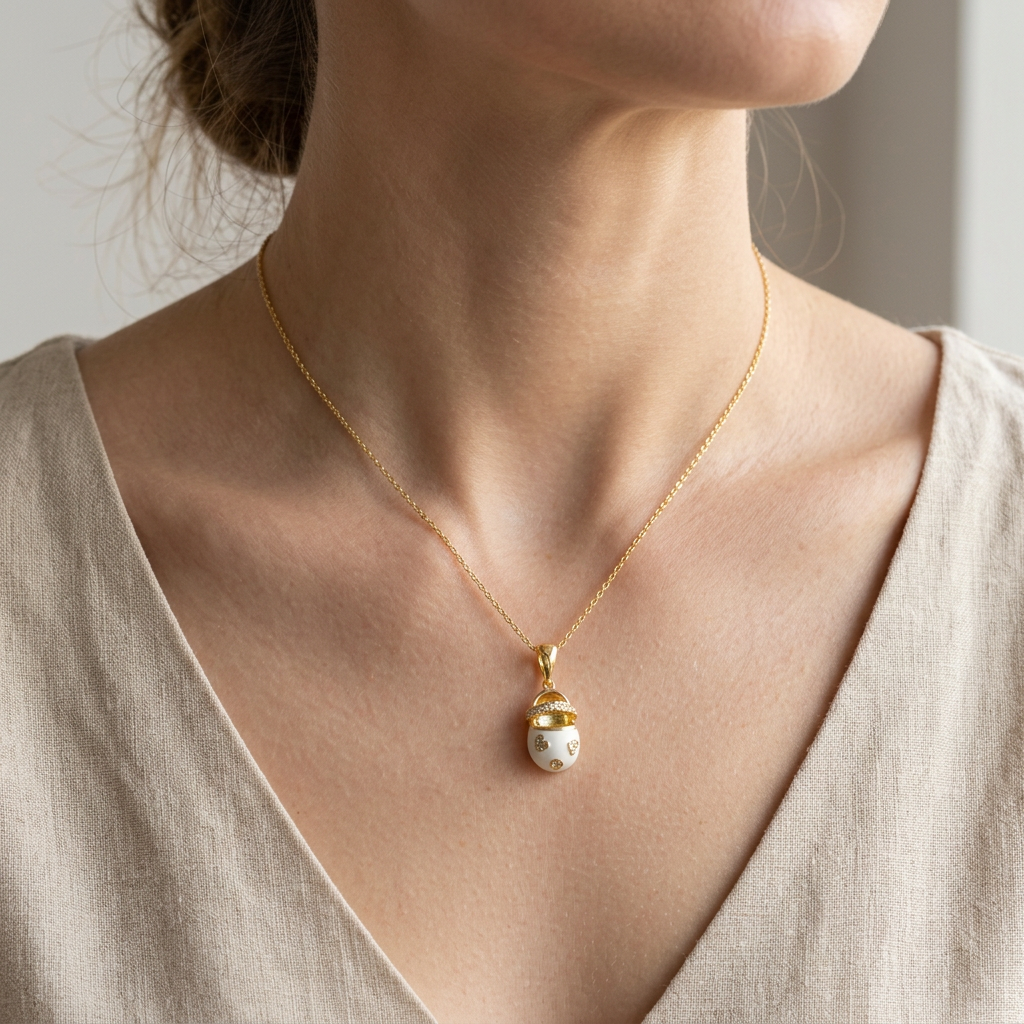 Chic Charm: Golden Glimmer Baby Shoe Pendant - Silver