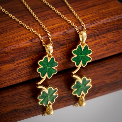 Emerald Elegance Clover Pendant - Silver