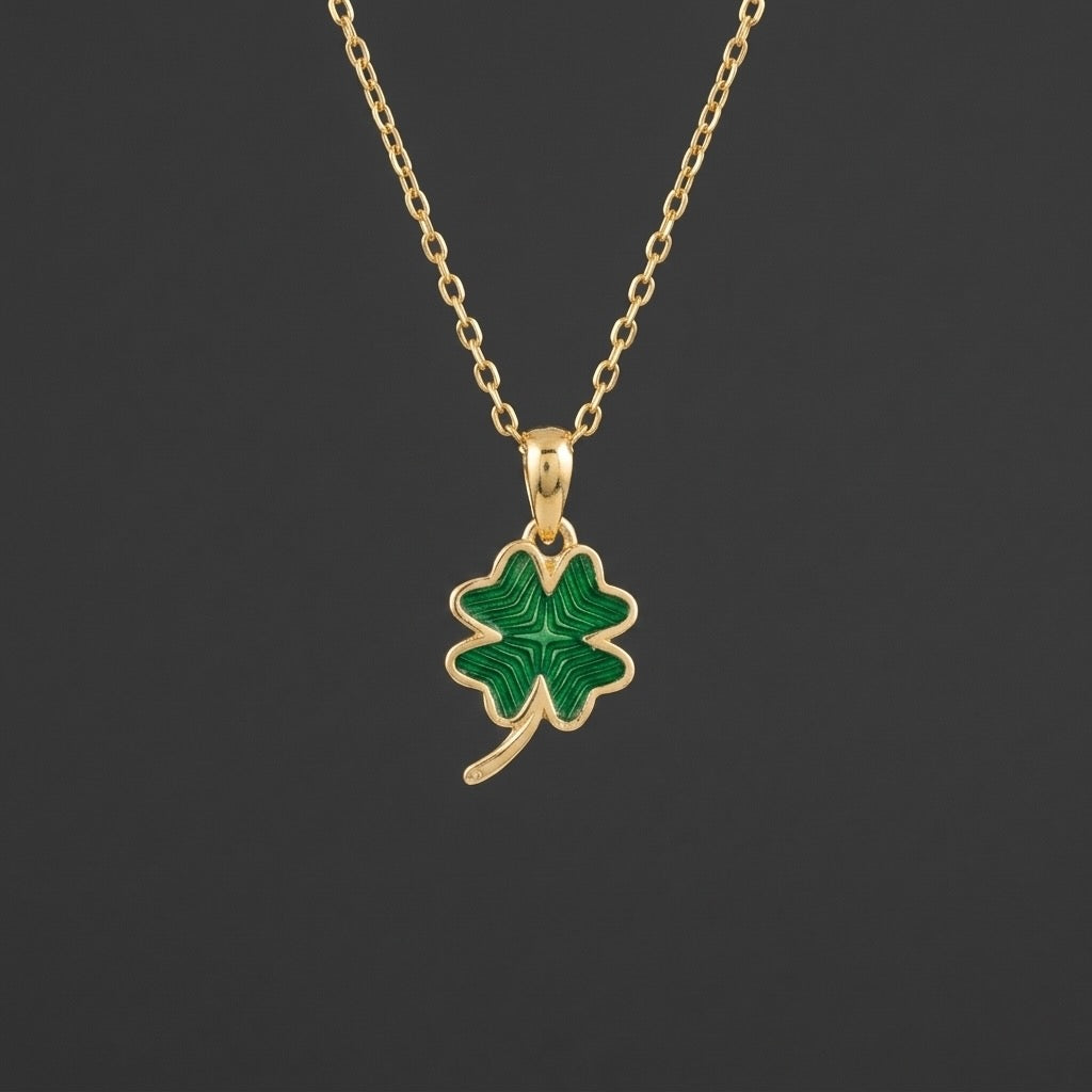 Emerald Elegance Clover Pendant - Solid Gold