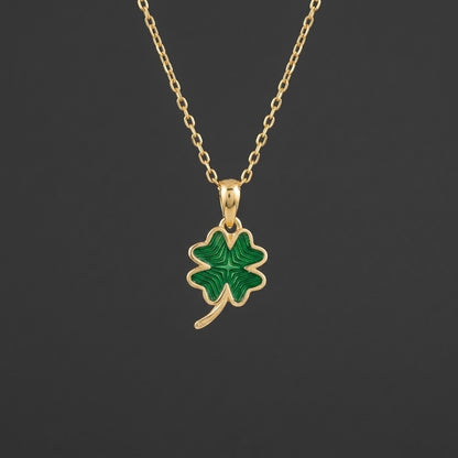 Emerald Elegance Clover Pendant - Solid Gold
