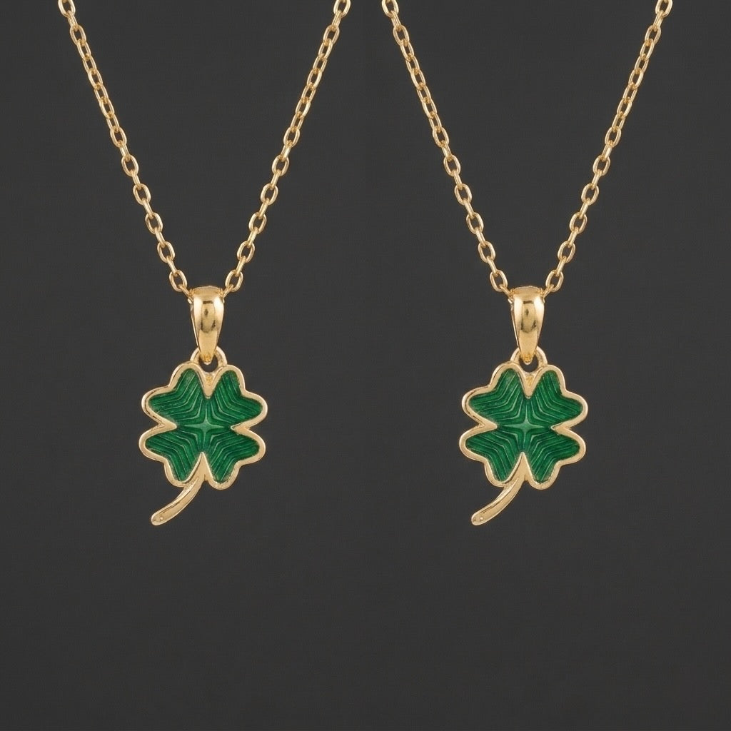 Emerald Elegance Clover Pendant - Silver