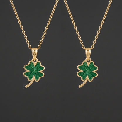 Emerald Elegance Clover Pendant - Silver