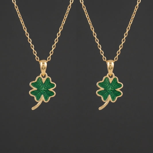 Emerald Elegance Clover Pendant - Silver